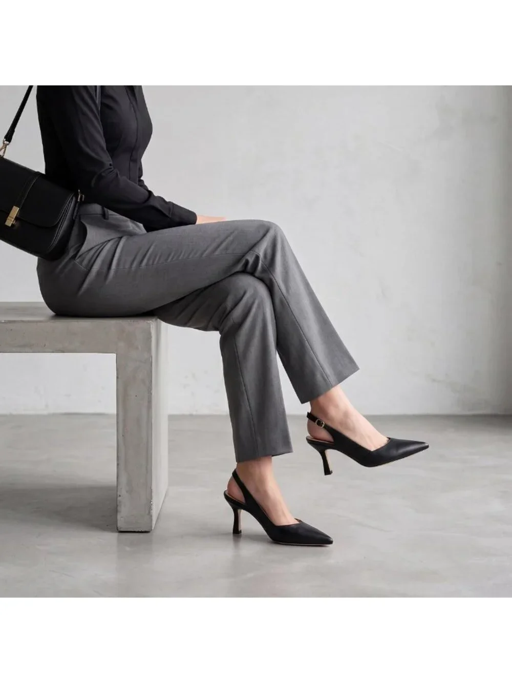Chic Slingback Kitten Heels for Women - Pointed Closed Toe Dressy Pumps for